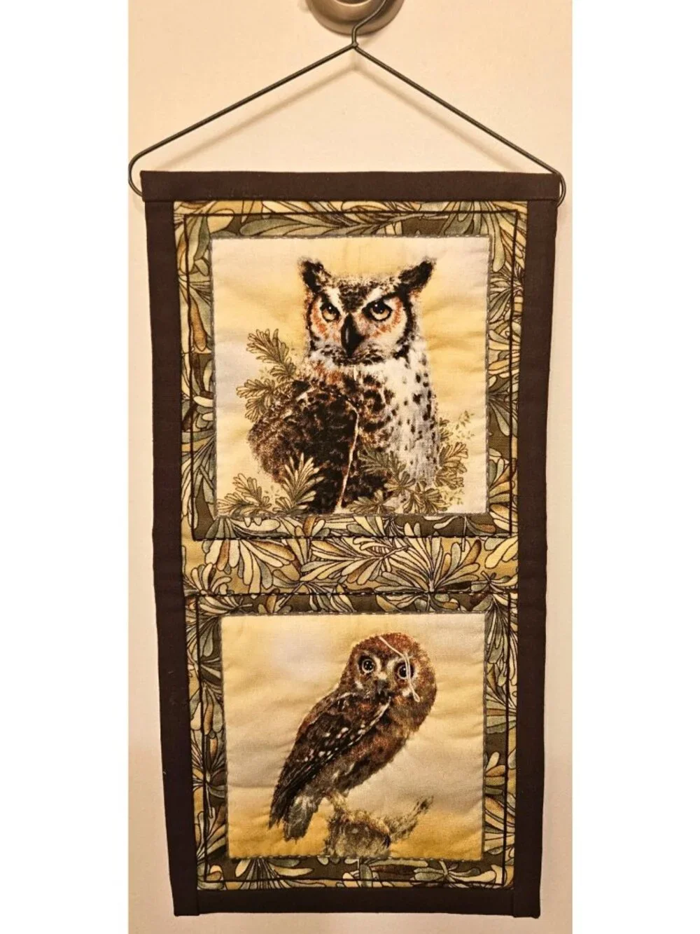 Owl Wall Hanging Quilted Screech Owl With Hanger 11.5